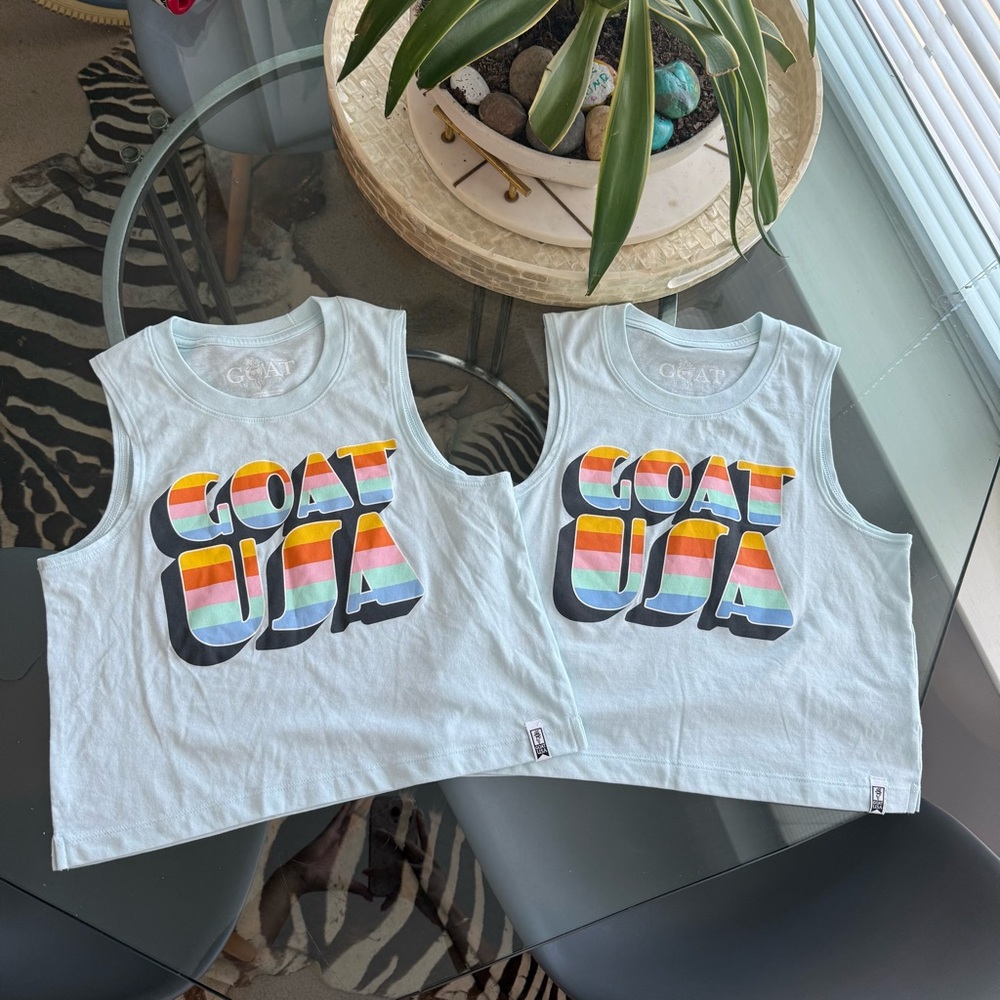 GOAT USA 🇺🇸 White Rainbow Graphic Tank Top
